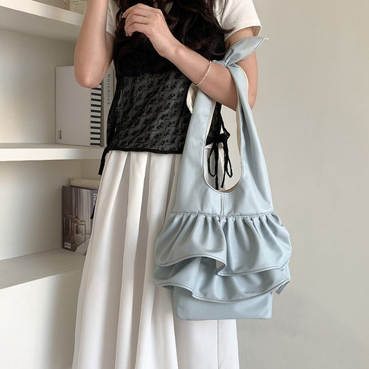 Summer High-grade Minority Ruffled Large Capacity Shoulder Bags