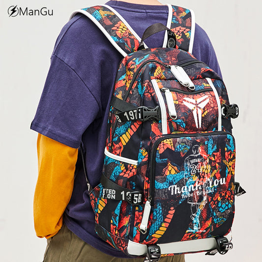 Men's Black Mamba Basketball Thermal Transfer Printing Backpacks