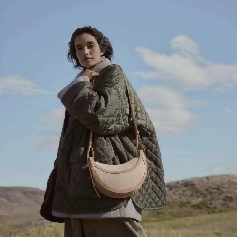 Knitted Stitching Canvas Minority Underarm Simple Crossbody Bags