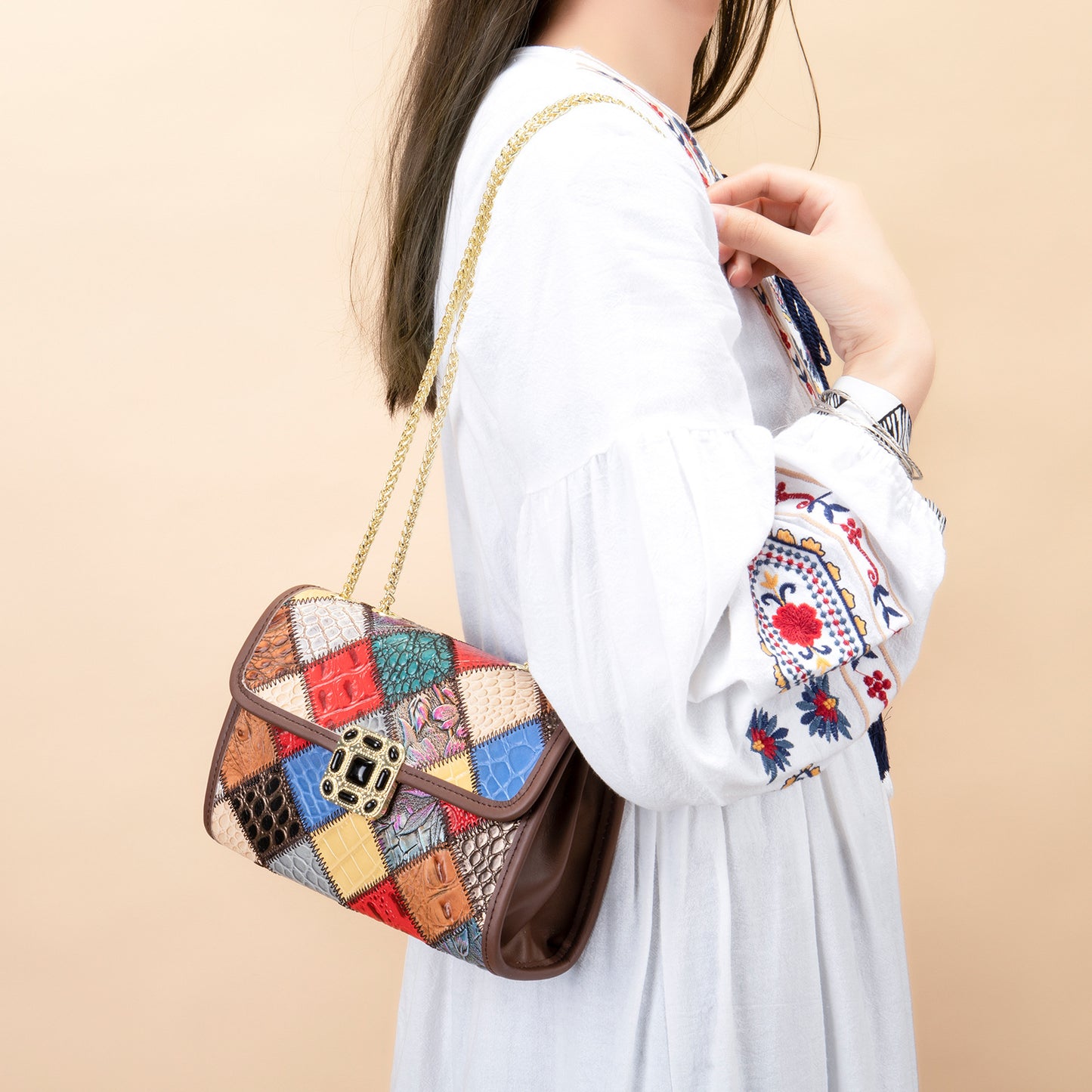 Women's Genuine Leather Underarm Chain High-grade First Shoulder Bags