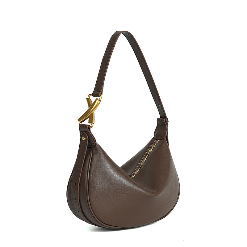 Women's Leather Underarm Crescent Cowhide High Sense Bags