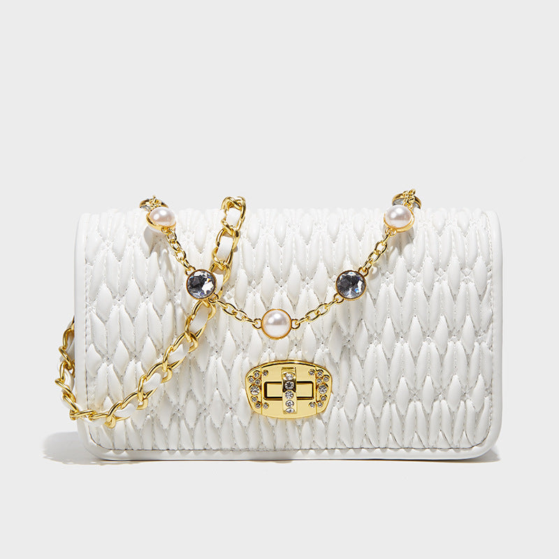 Women's Fashionable Diamond High-grade Underarm Pearl Chain Shoulder Bags