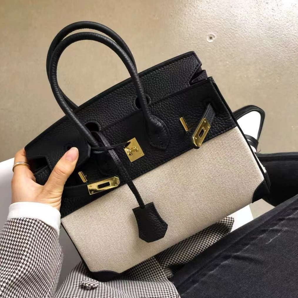 Women's Summer Prepuce With Canvas Contrast Color Handbags