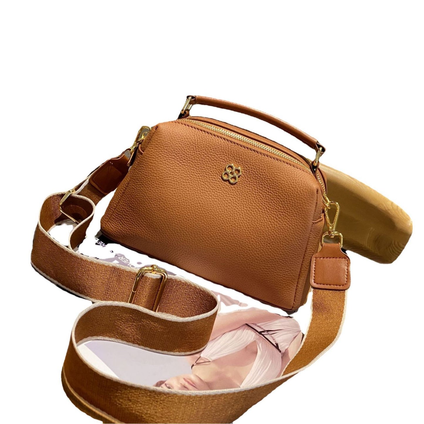 Women's First Layer Cowhide Simple Portable Fashion Shoulder Bags