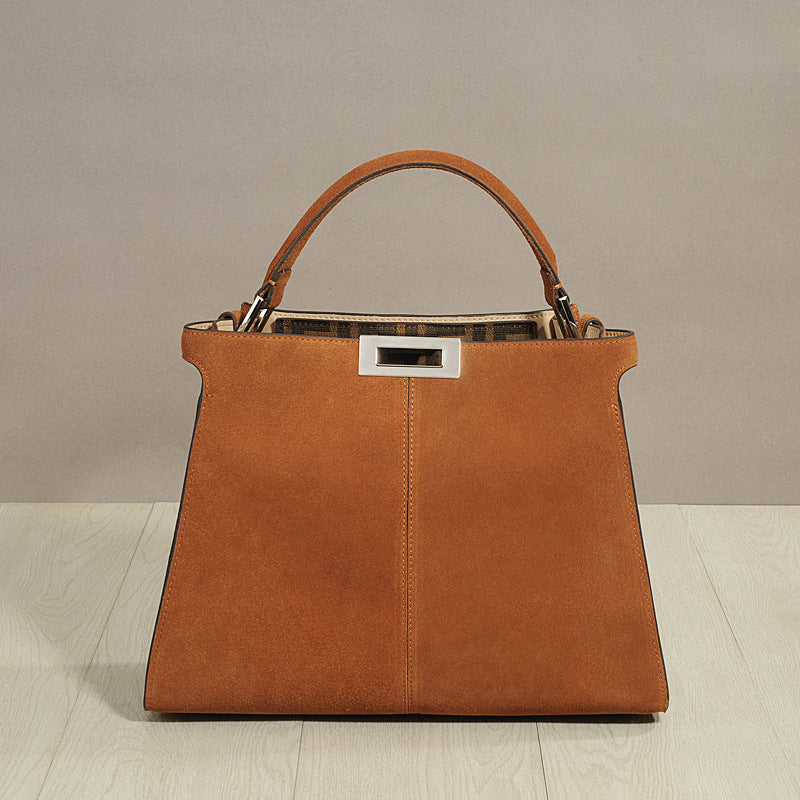 Women's Frosted Cowhide Portable Large Genuine Leather Shoulder Bags