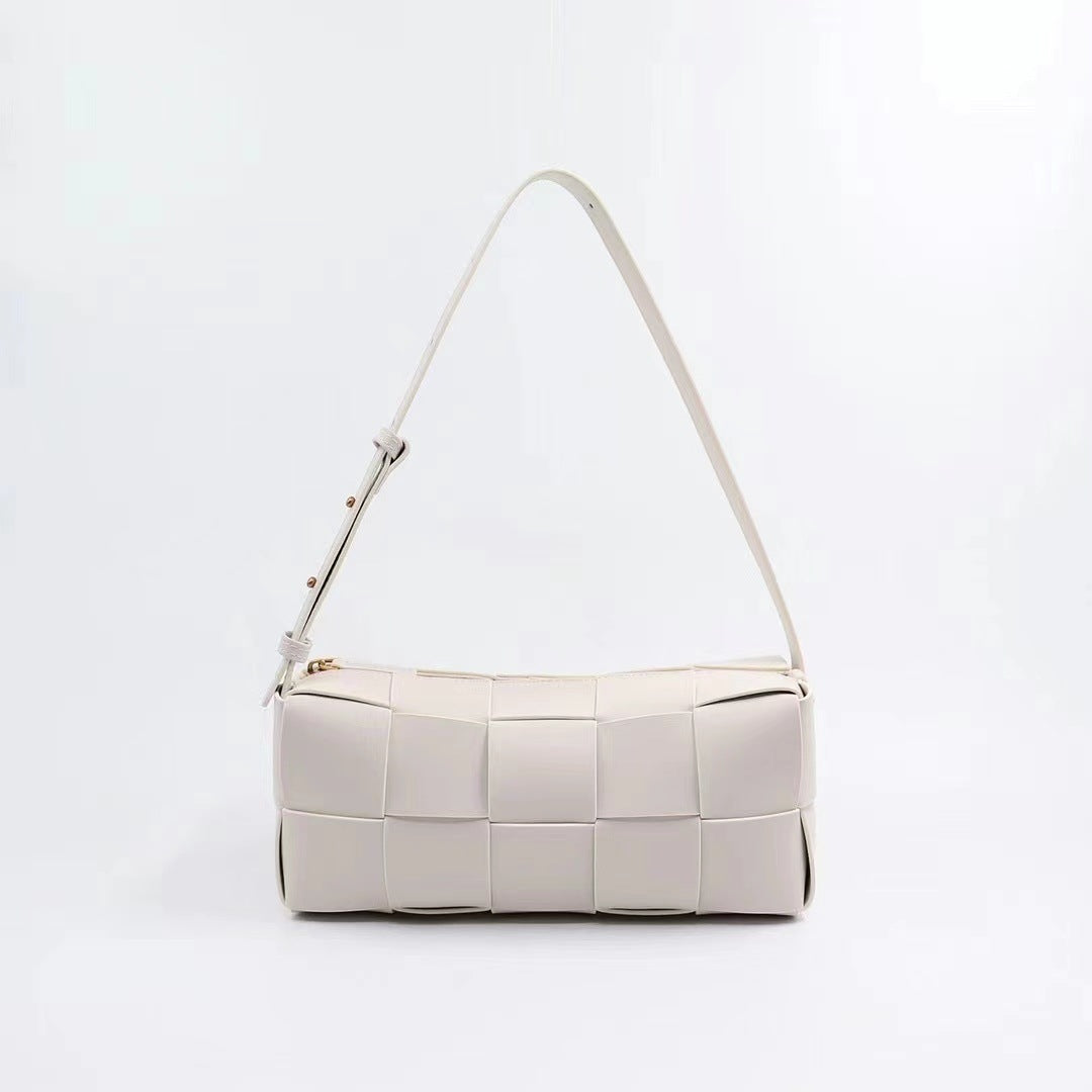 Women's Genuine Leather Woven Pink Versatile Underarm High-grade Hand Armpit Bags