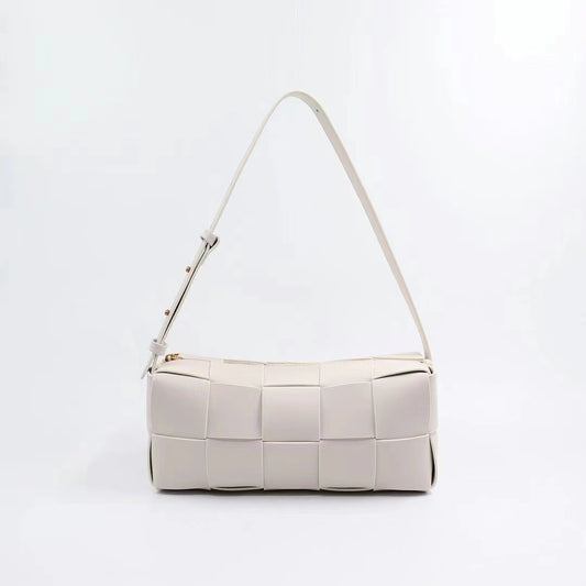 Women's Genuine Leather Woven Pink Versatile Underarm High-grade Hand Armpit Bags