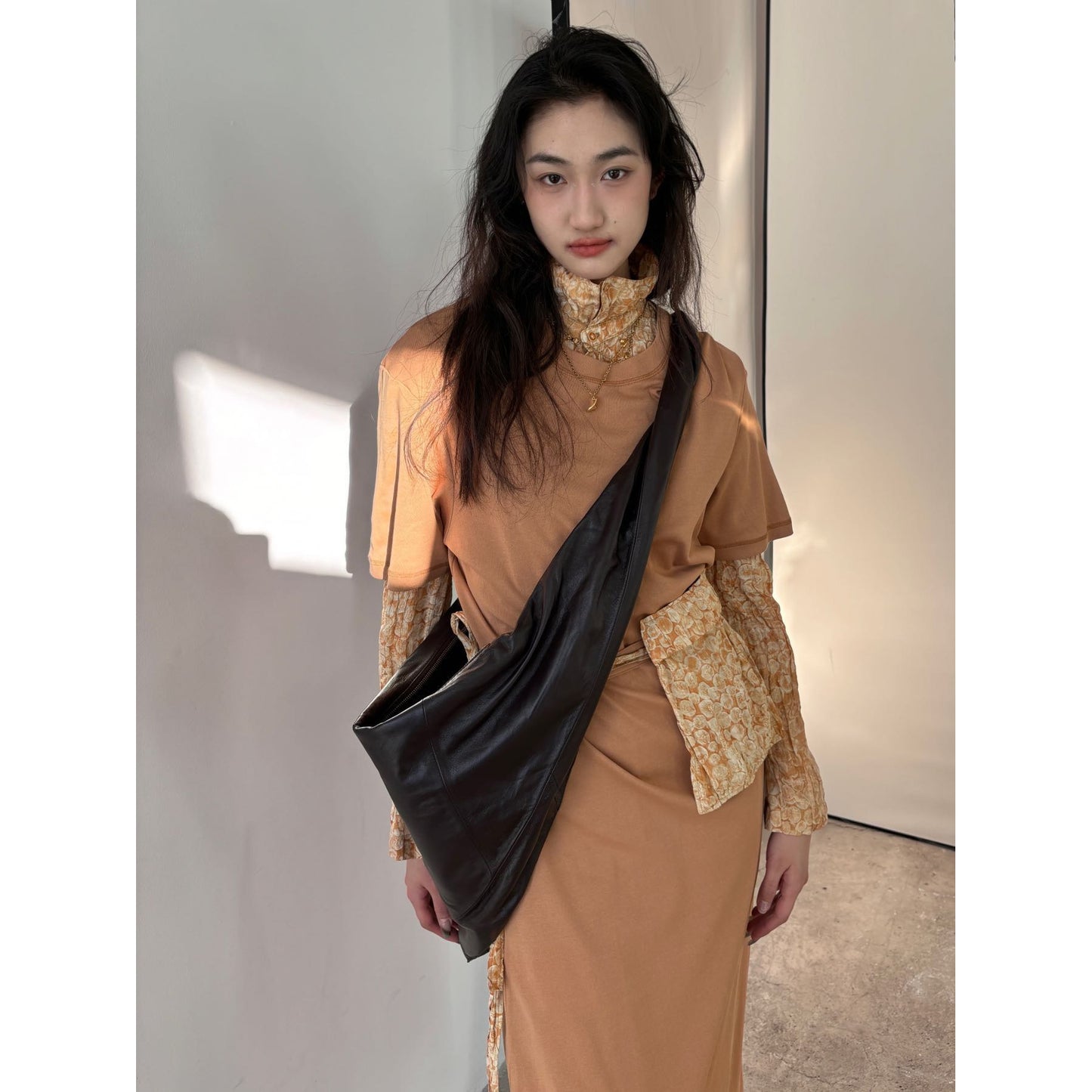 Sheepskin Scarf Dark Cold Style Croissant Crossbody Bags