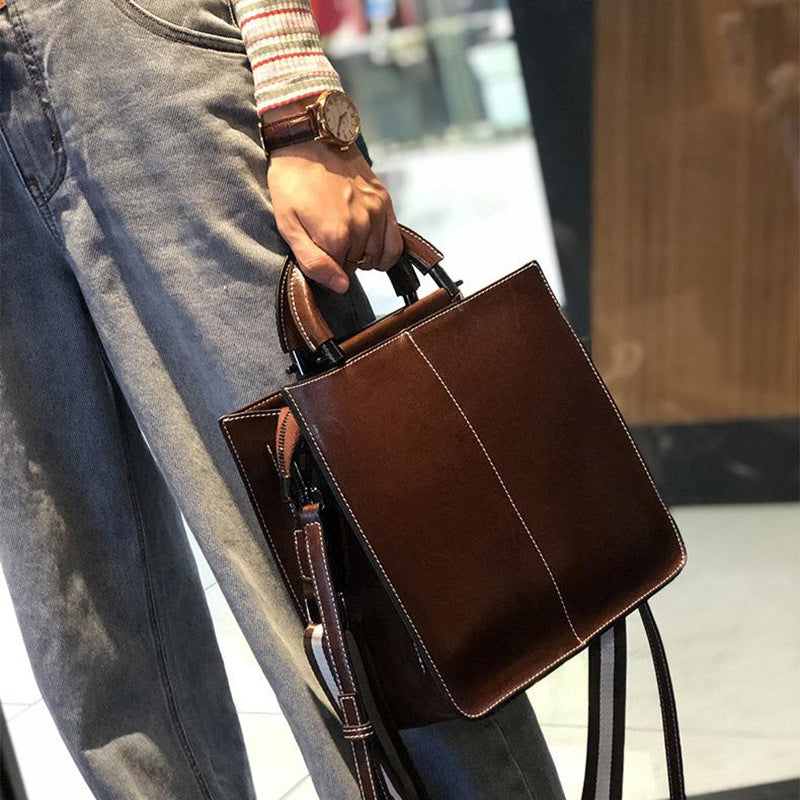 Women's Oil Wax Cowhide Big Fashionable Elegant Bags