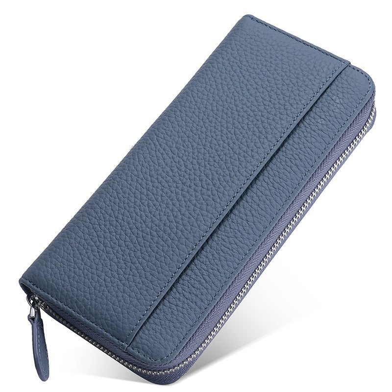 Leather Long Swiping Storage Top Layer Card Holder