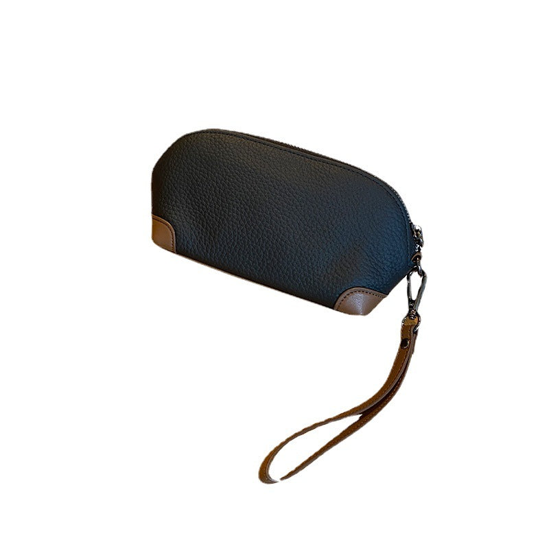 Women's First Layer Leather Contrast Color Portable Handbags