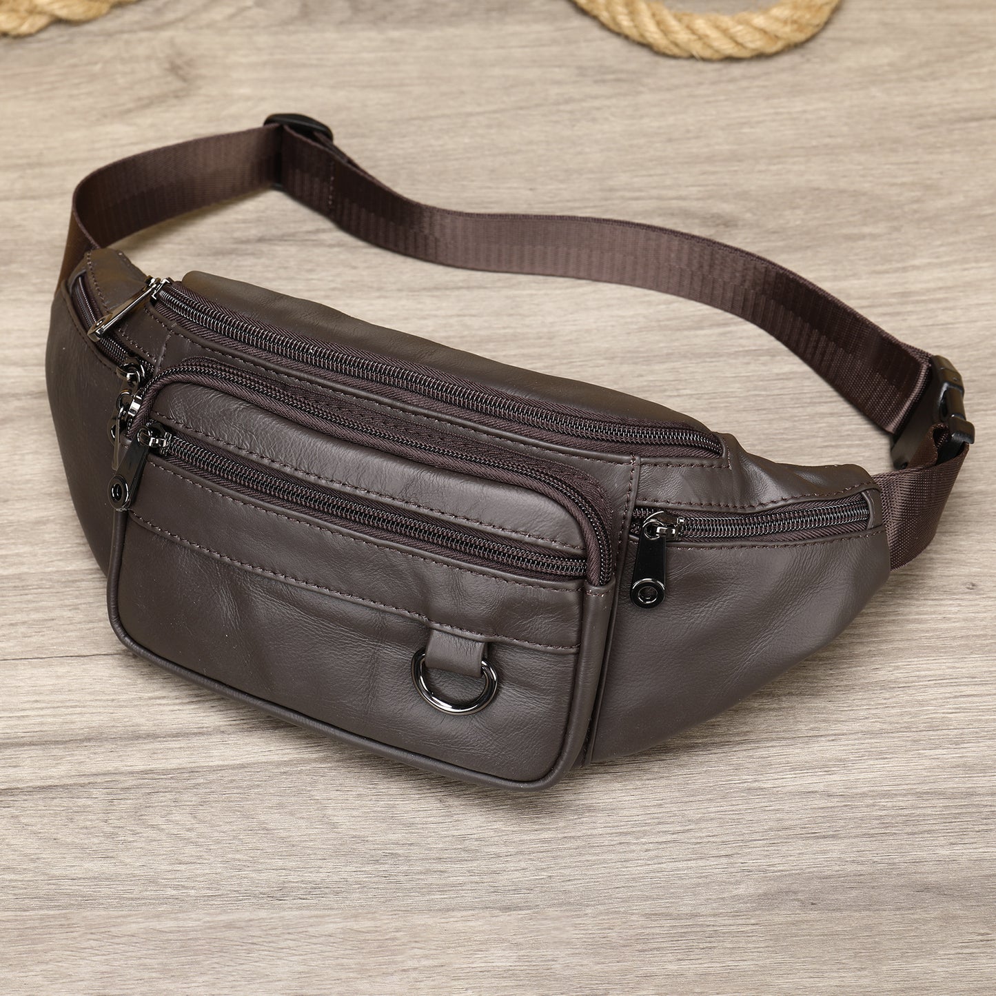 Men's Sheepskin Mobile Leather Leisure Slanted Men's Waist Packs