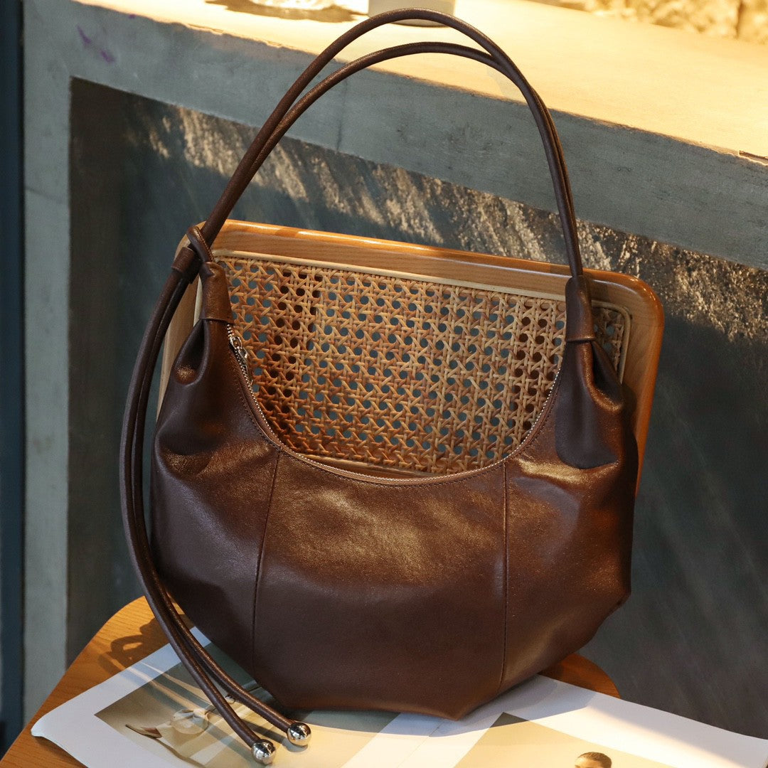 Women's Croissant Genuine Leather Underarm Commuter Large Shoulder Bags
