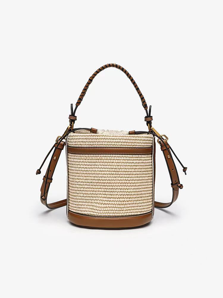 Women's Z Portable Woven Beach Personalized Commuter Bucket Bags