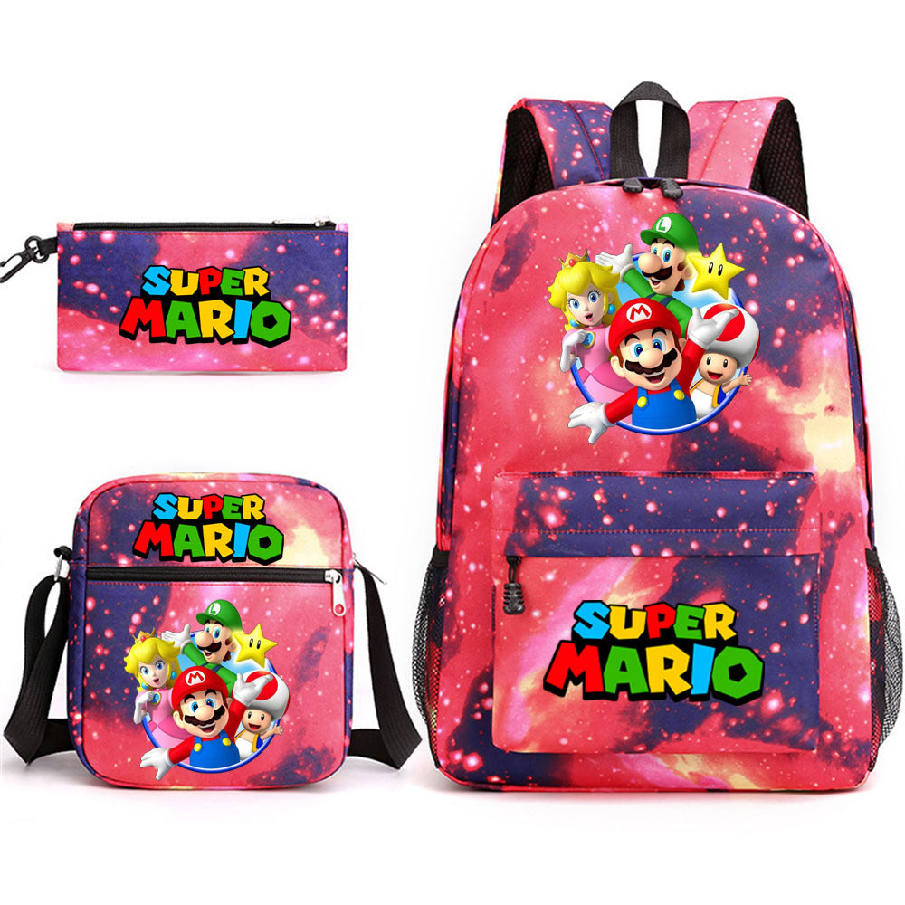 Game Mario Super Mary Three-piece Cartoon Middle School Students' Schoolbags