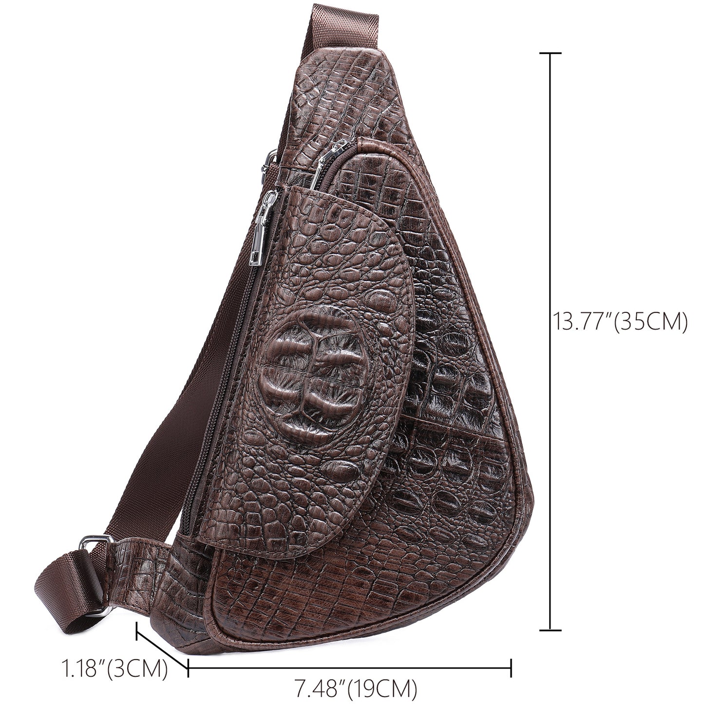 Men's Classic Leather Cowhide Crocodile Pattern Bags
