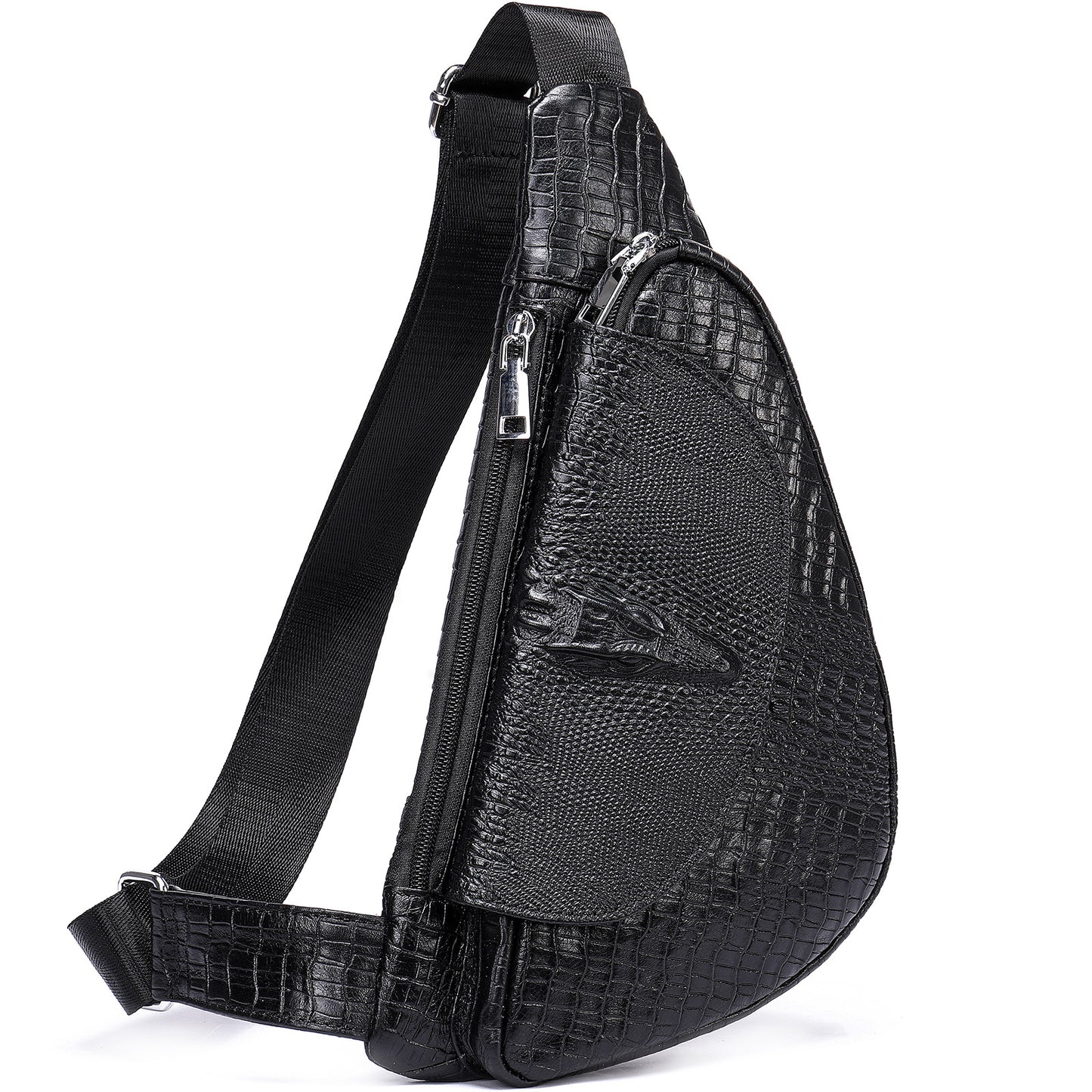 Men's Classic Leather Cowhide Crocodile Pattern Bags