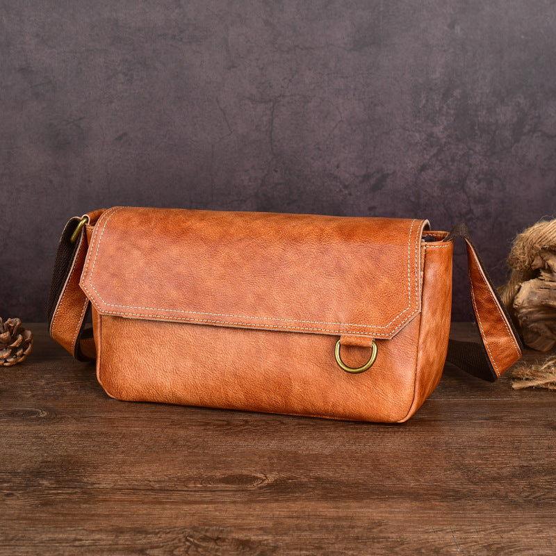 Men's Cool Vegetable Tanned Leather Retro Men's Messenger Bags