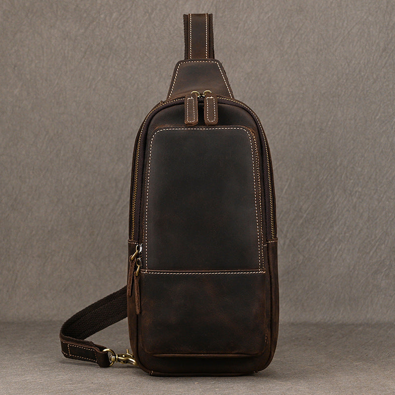 Men's Crazy Horse Leather Message Cowhide Commuter Men's Chest Bags