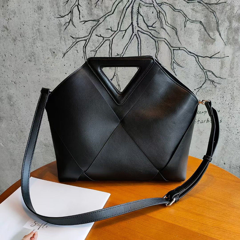 Women's Big Leather Large Capacity Woven Fashion Shoulder Bags