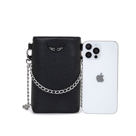 Mobile Classic Wings Rhinestone Texture Lychee Crossbody Bags