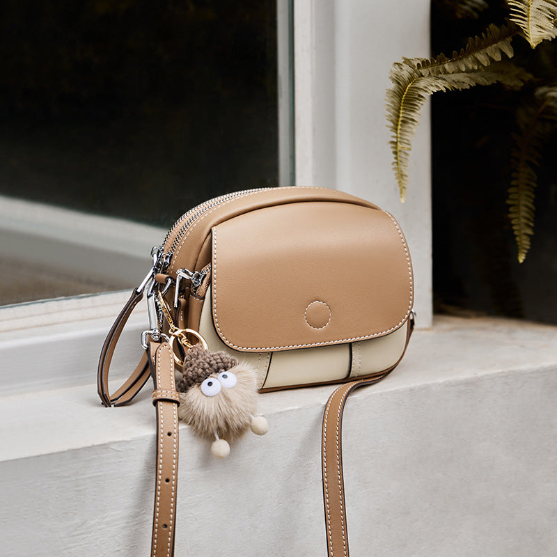 Women's Female Design Mini Round Leather Tide Crossbody Bags