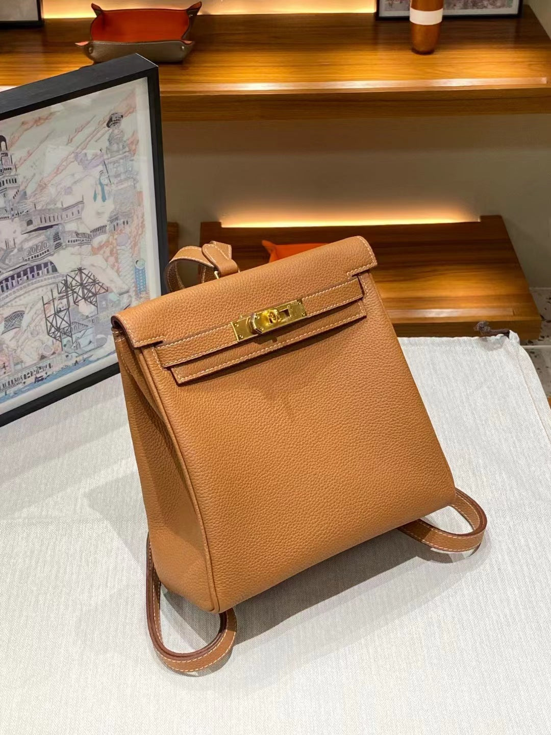 Women's Ebony Color Kelly Leisure Cowhide Backpacks