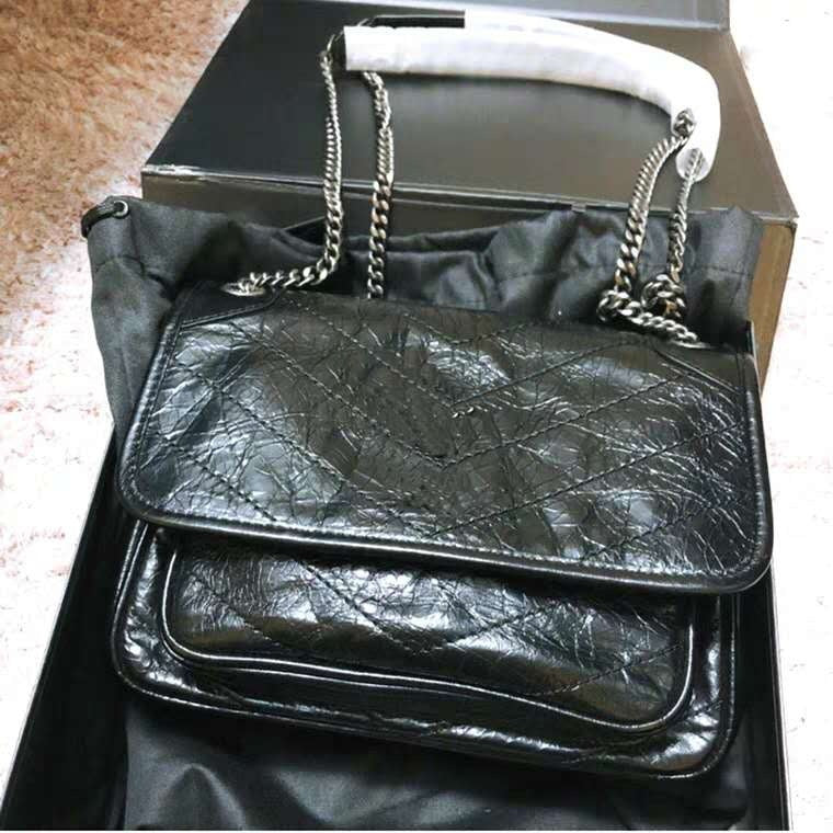 Women's Crack First Layer Cowhide Vintage Chain Shoulder Bags