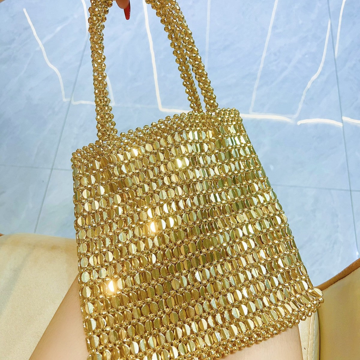 Metal Shiny Beaded Sequins Underarm Shopping Armpit Bags