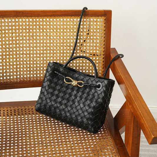 Woven Metal Bends Hitches Authentic Leather Weave Large Capacity Armpit Bags