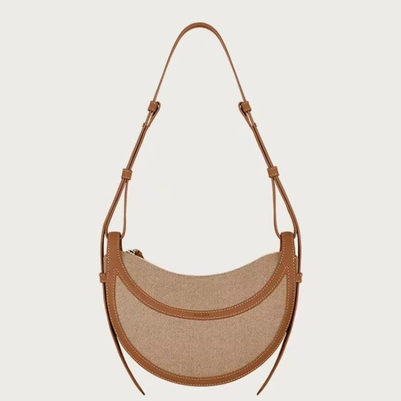 Knitted Stitching Canvas Minority Underarm Simple Crossbody Bags