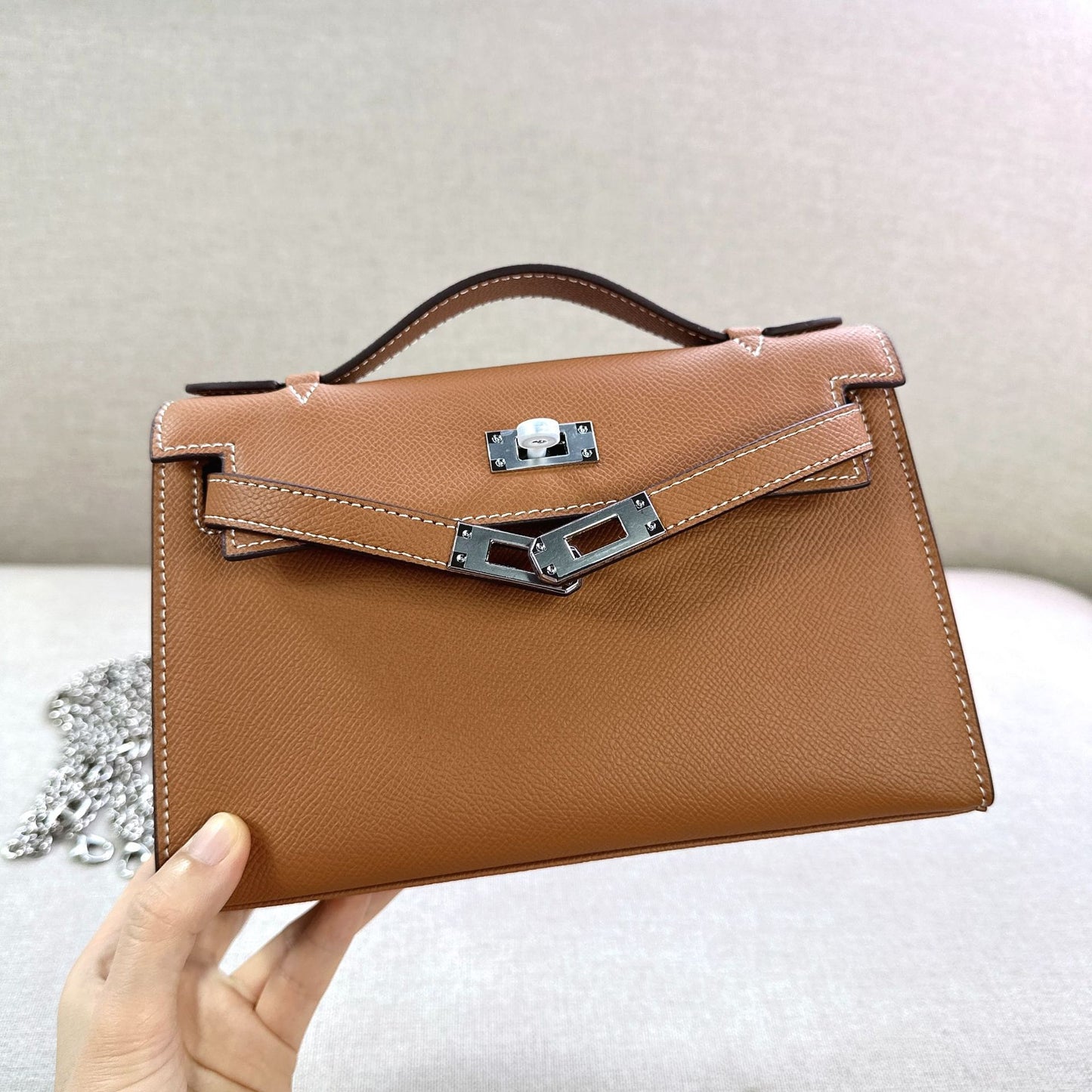 Women's Genuine Leather Sier Hand Palm Print Small Square Bags