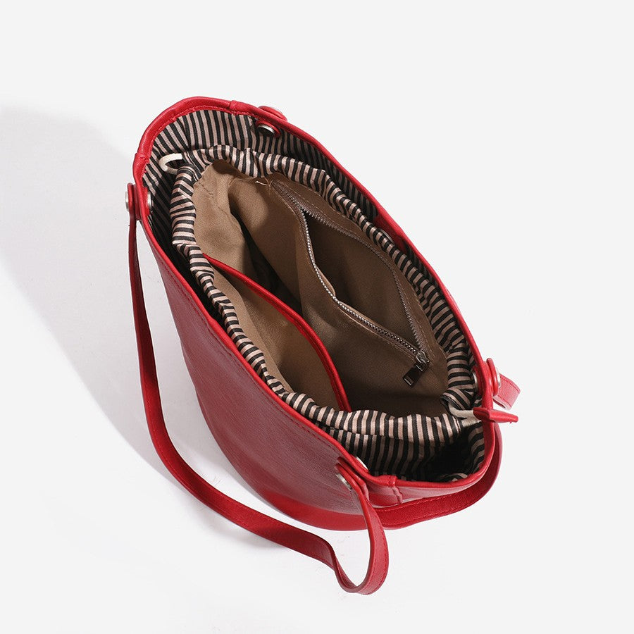 Women's High-grade Red Bridal Wedding Commuter Bucket Bags