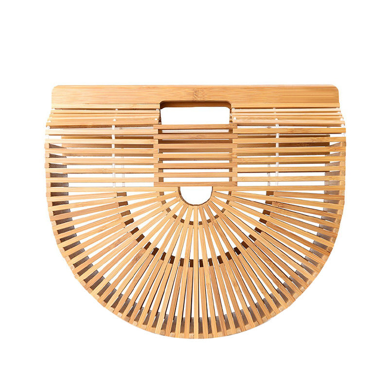 Woven Bamboo Hollow Semicircle Retro Clutch Handbags