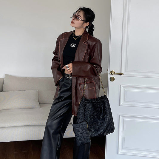 Women's Chain Texture Western Style Pleated Large Shoulder Bags