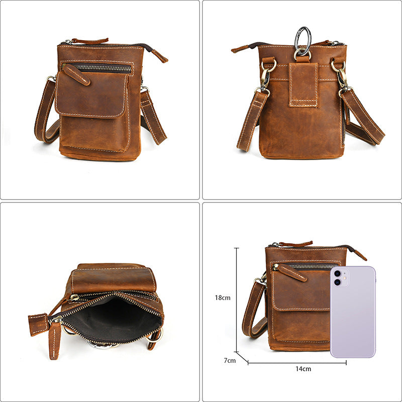 Men's Leather Mobile Pouch Genuine Retro Multifunctional Men's Waist Packs