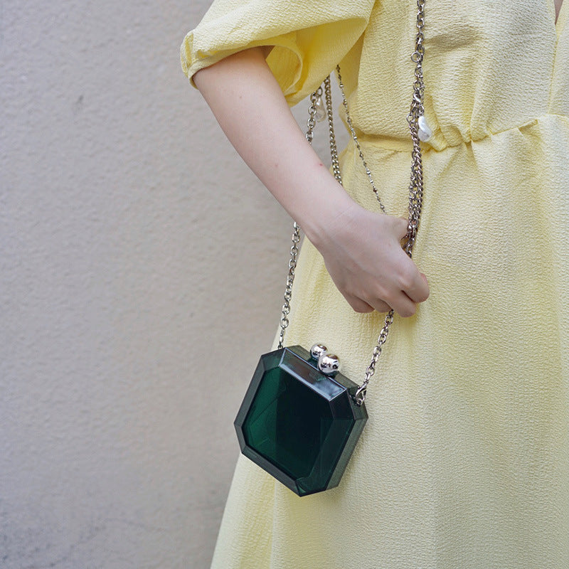 Women's Acrylic Transparent Box Chain Dinner Simple Shoulder Bags