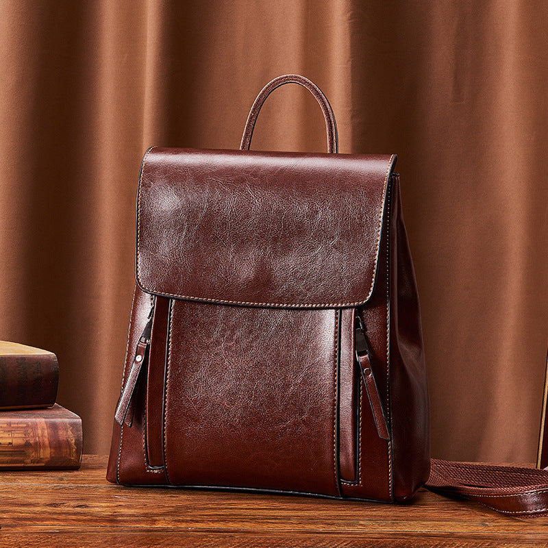 Women's Authentic Leather Lightweight Waterproof Style Commuter Backpacks