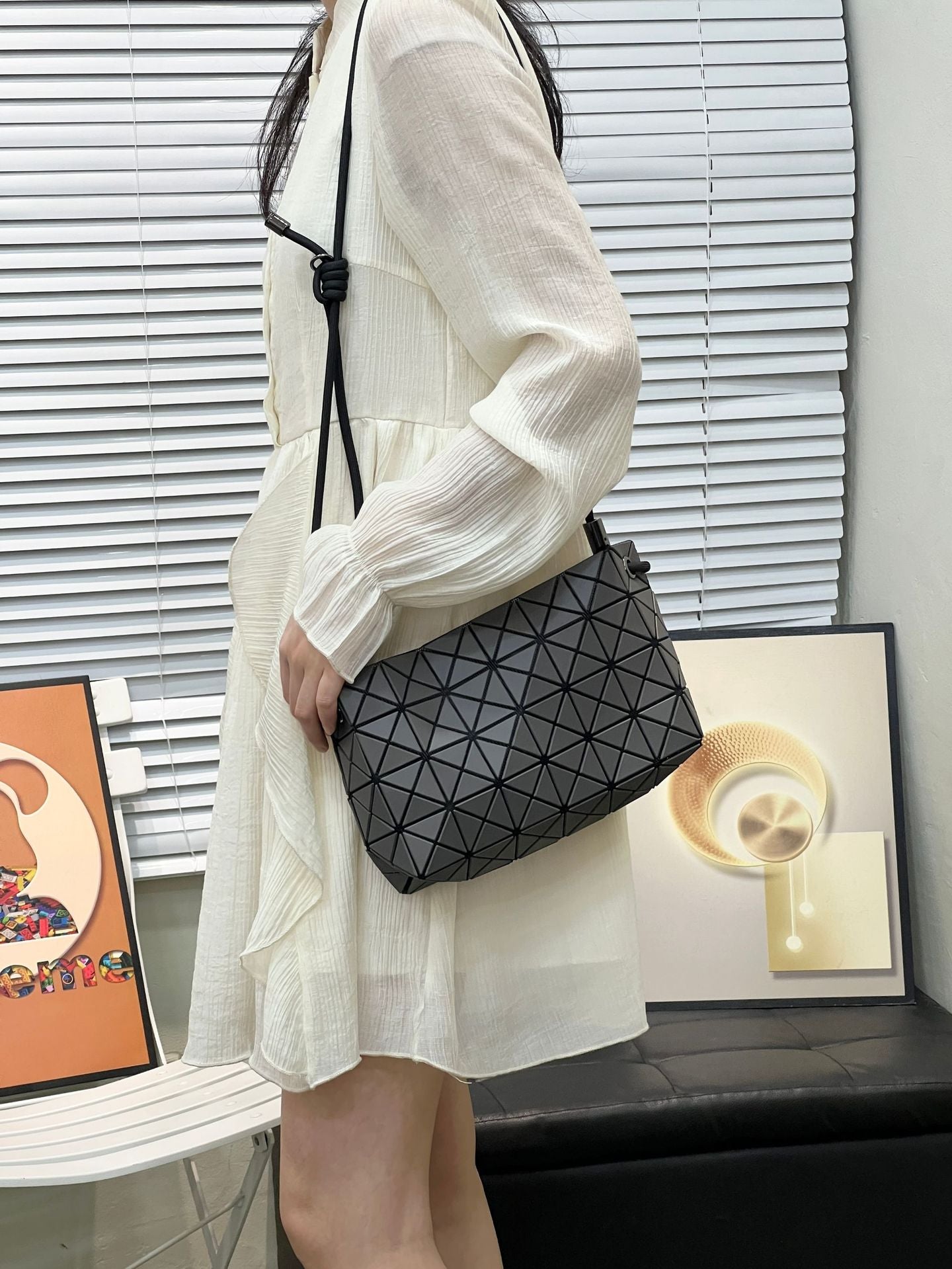 Women's Original Quality Geometric Pillow Drawstring Versatile Small Square Bags