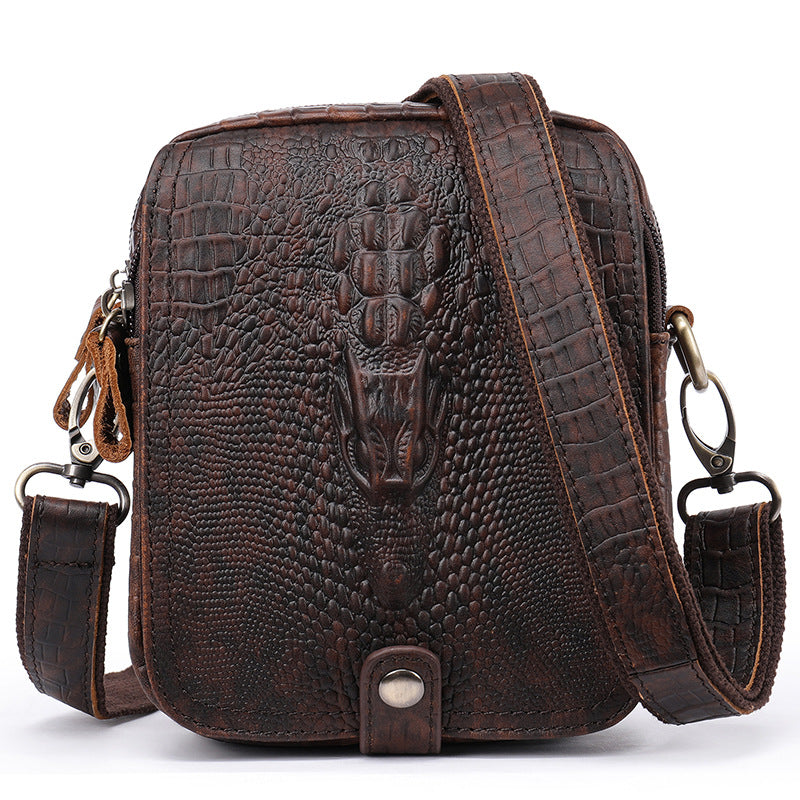 Men's Crocodile Pattern Cowhide Niche Personality Vintage Men's Shoulder Bags