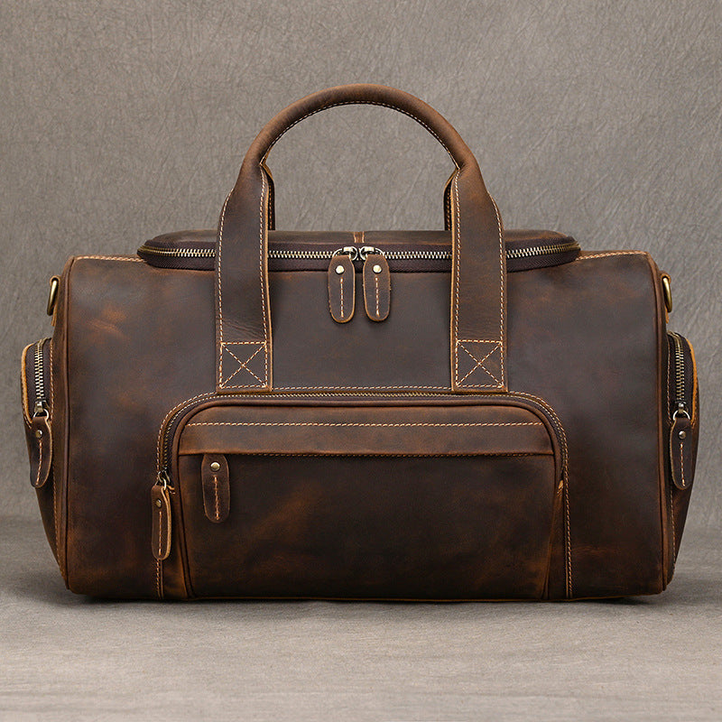 Men's Retro Crazy Horse Leather Cowhide Business Travel Bags