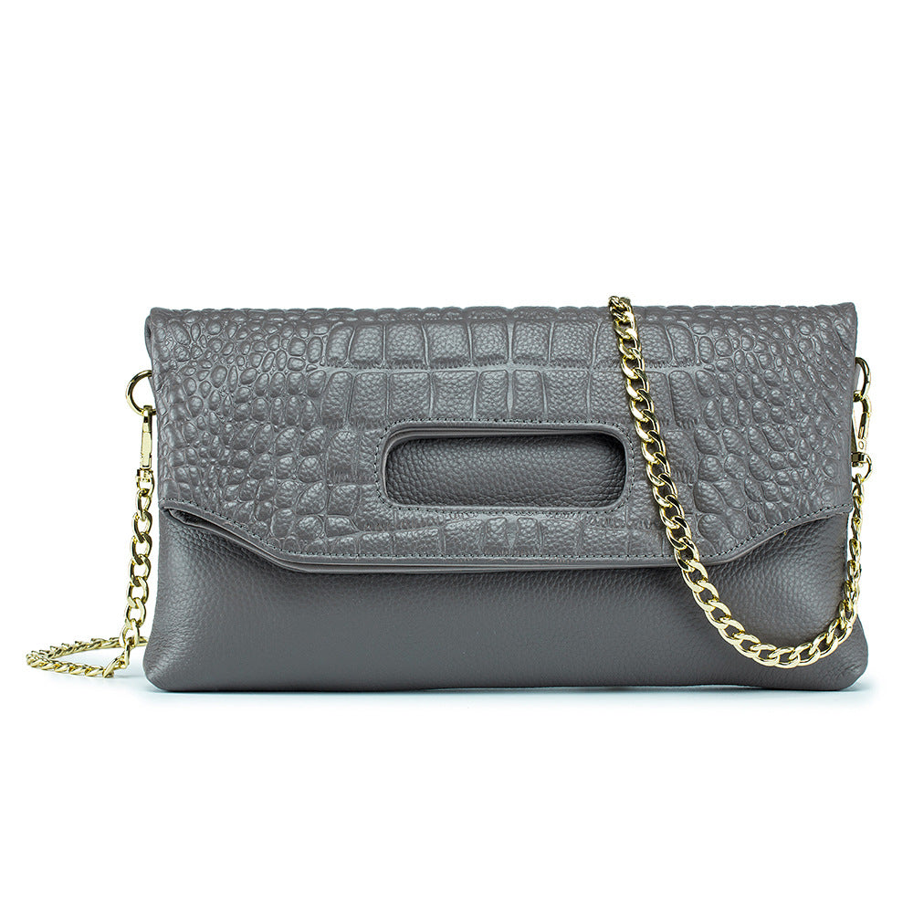 Women's Folding Envelope Clutch Leather Versatile Cowhide Shoulder Bags