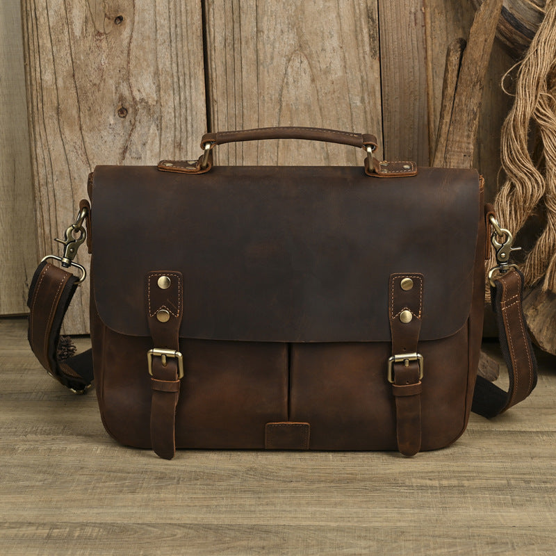 Men's Crazy Horse Leather Portable First Layer Men's Briefcases