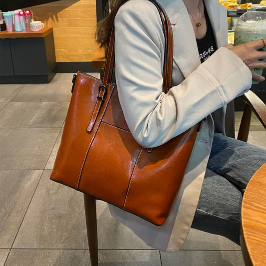 Women's Genuine Leather Large Capacity Retro Oil Shoulder Bags