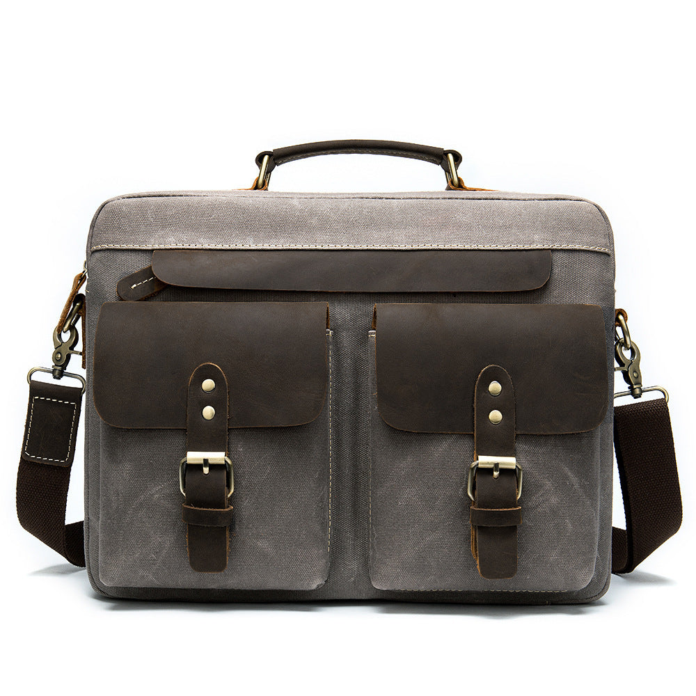 Men's Cowhide Cloth Vintage Business Inch Computer Men's Briefcases