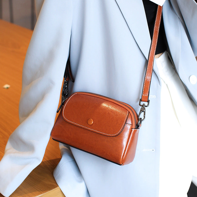 Women's Mother Style Genuine Leather Mobile High-grade Crossbody Bags