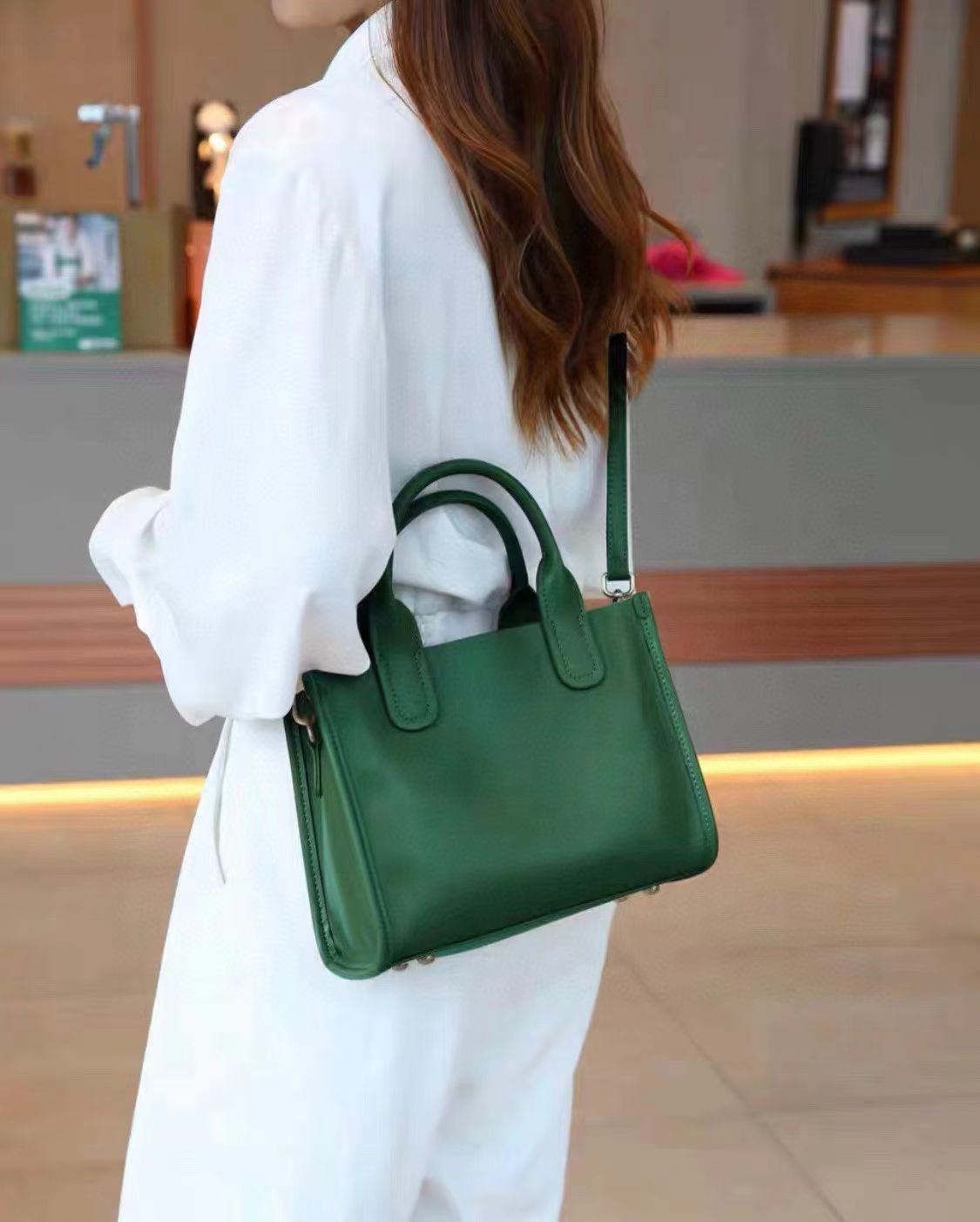 Women's Vegetable Tanned Leather Cow Portable Lady's Shoulder Bags