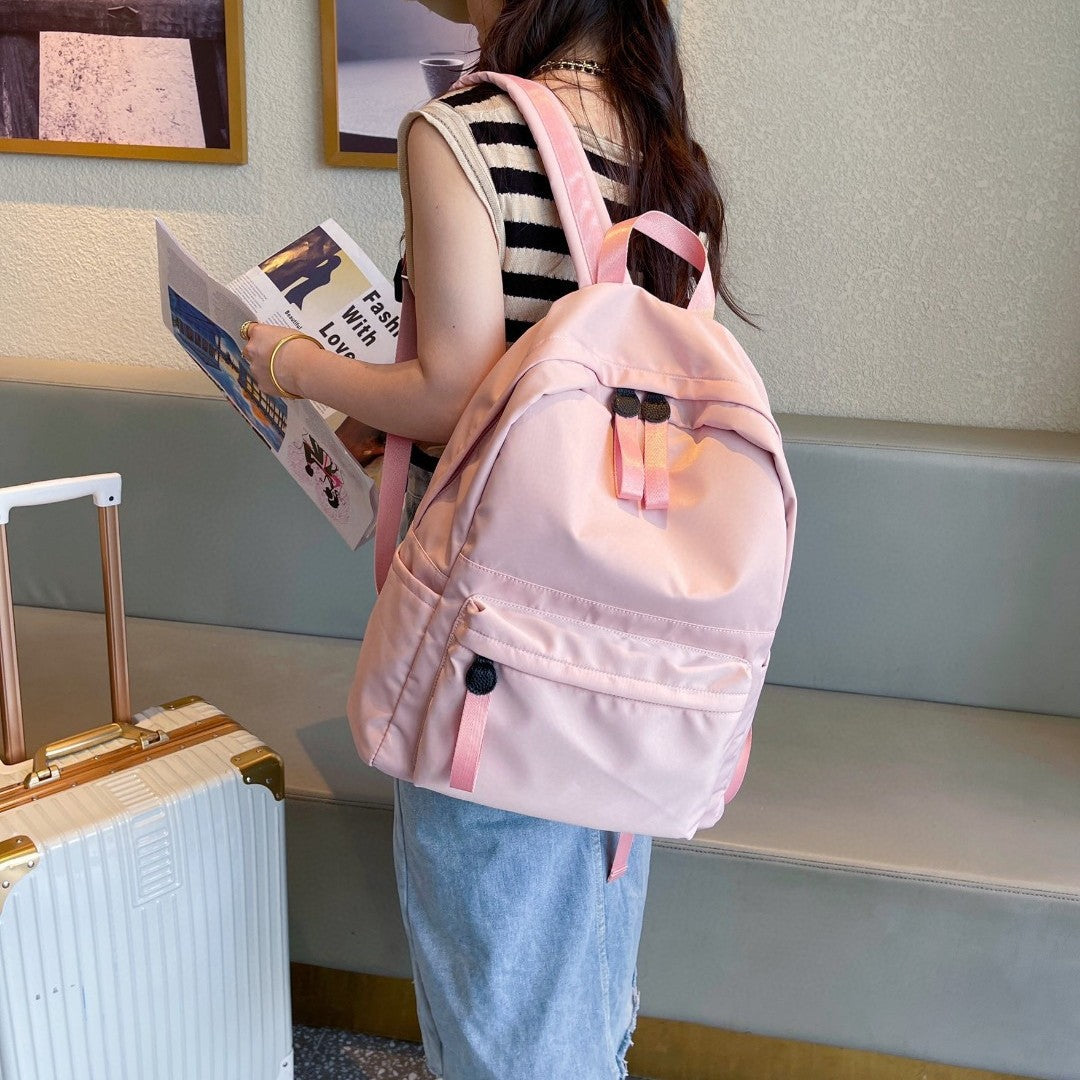 Female Junior High College Solid Color Minimalist Style Niche Middle School Students' Schoolbags