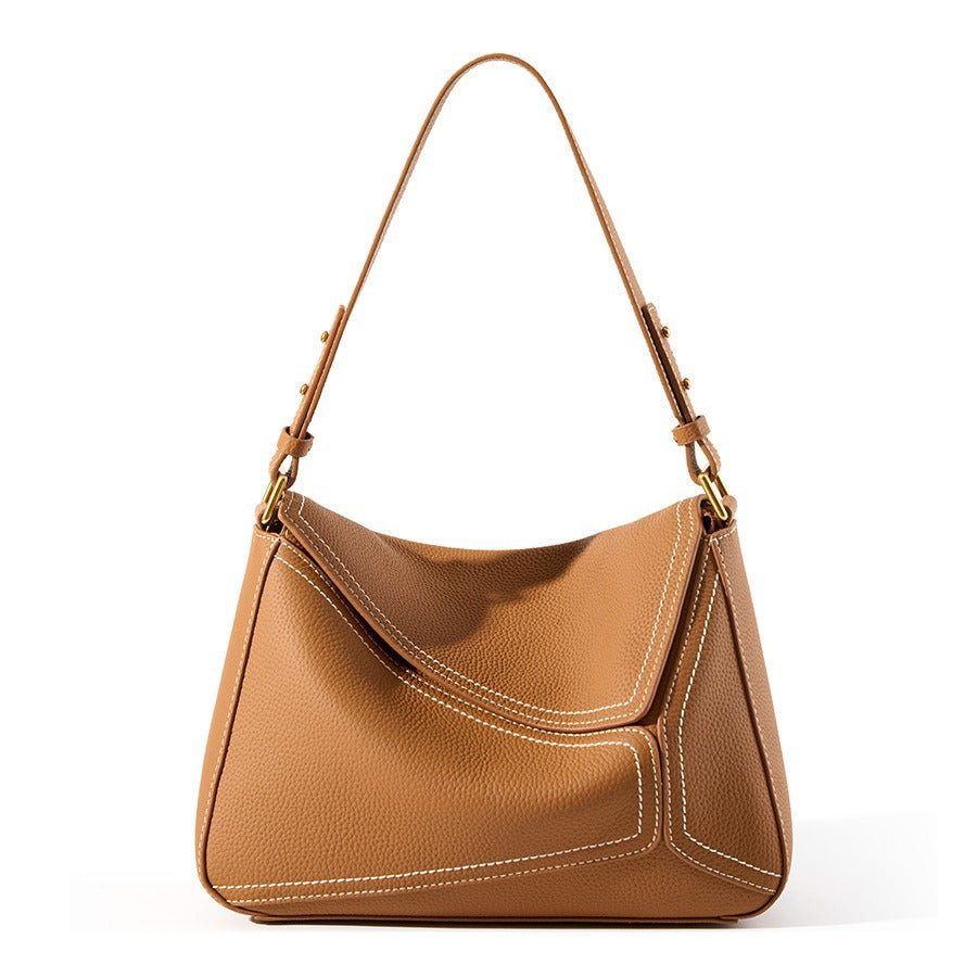 Women's Leather Geometry Pillow Commute First Layer Tote Bags