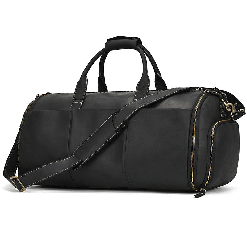 Men's Crazy Horse Leather Suit Storage Large Travel Bags